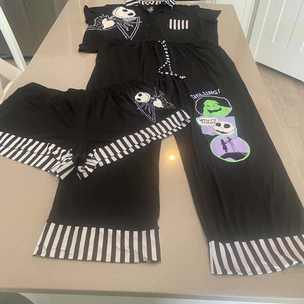 Disney Nightmare Before Christmas 3 piece Pajama Set size X Large